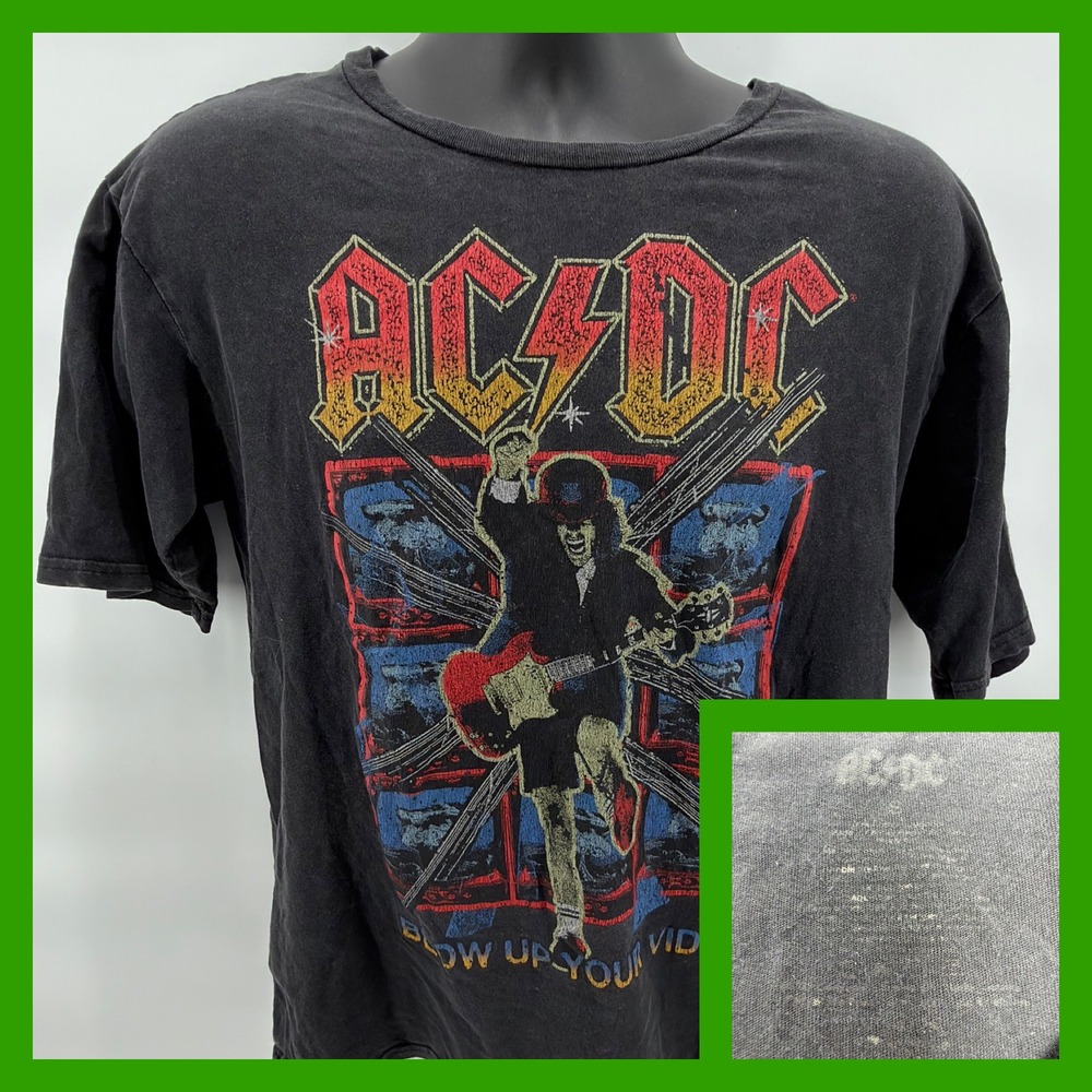 AC/DC Blow Up Your Video North American Tour 1988 T-Shirt Double Sided Size S